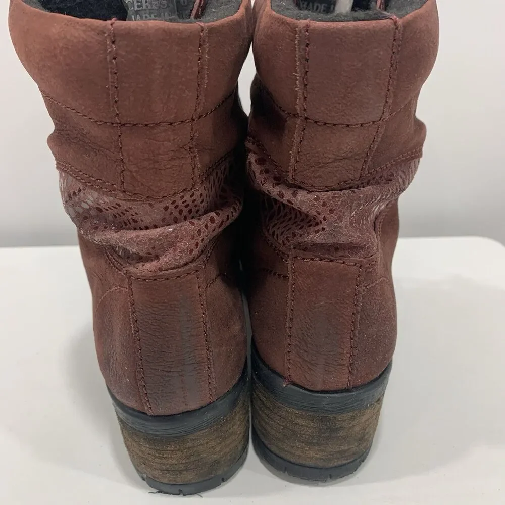 Catherine Malandrino Red Faux Suede Lace Up Combat Ankle Boots Women Sz 6.5